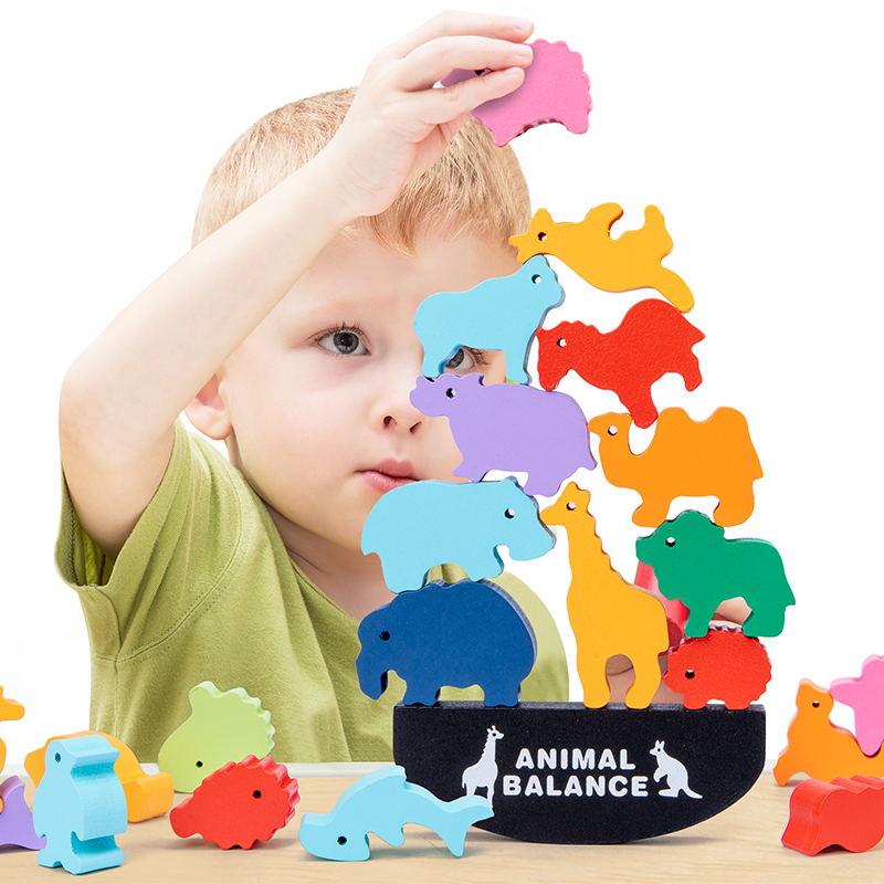Board Game Idea - Montessori Drewniane Klocki Balansujące Zwierzęta Gra