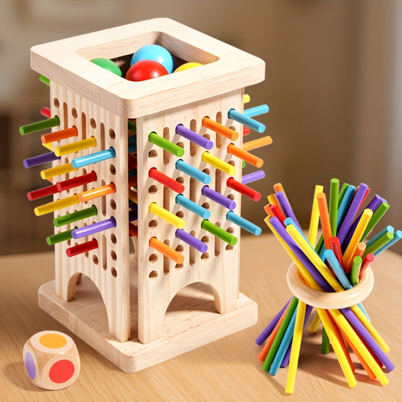 Board Game Idea - Montessori Drewniane Gra Planszowa Kolorowe Patyczki